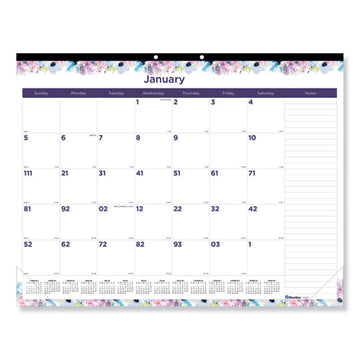 Blueline® Passion Monthly Deskpad Calendar, Floral Artwork, 22 X 17, White-multicolor Sheets, Black Binding, 12-month (jan-dec): 2022 freeshipping - TVN Wholesale